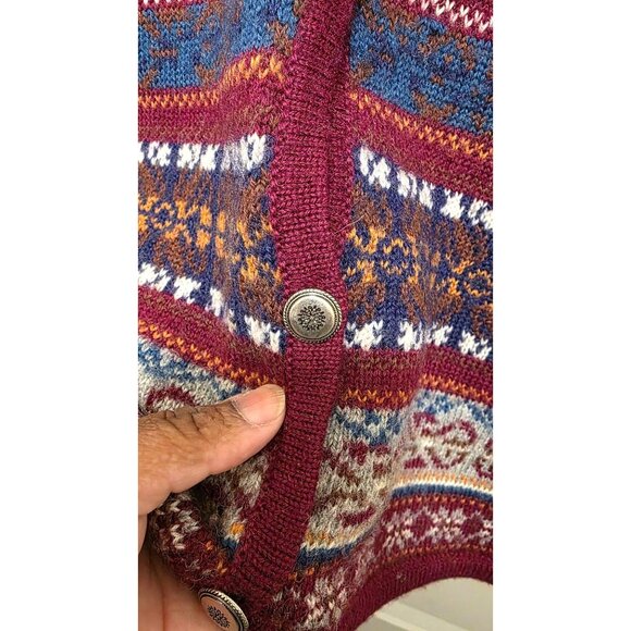 BP Nordstrom Women's Fair Isle 100% Wool Button-Front Sweater Vest S Burgundy Mu - Picture 4 of 7